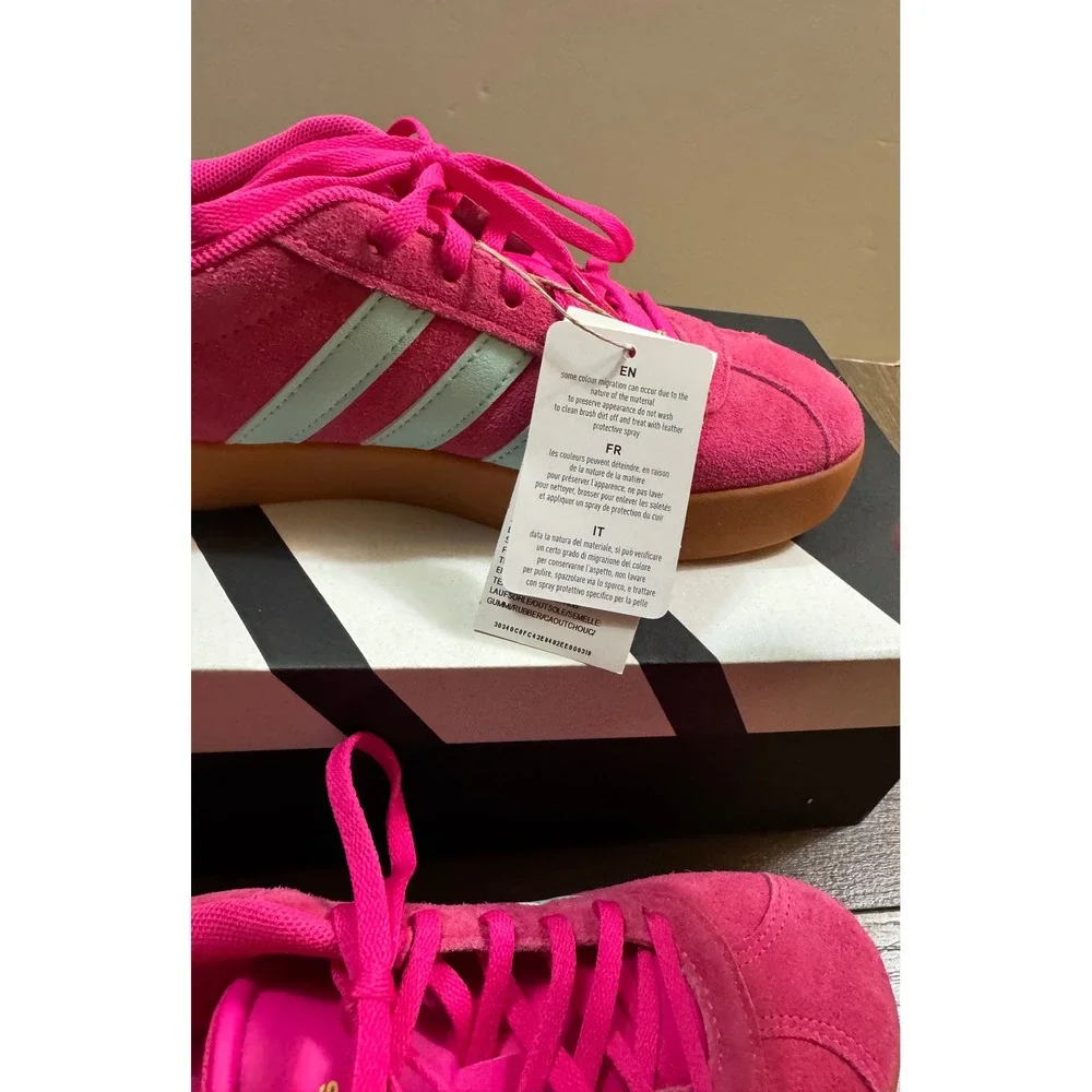 Adidas VL Court 3.0 K Pink Suede Mint Gum Sole Sneakers JS5013 Kids Size 5 US